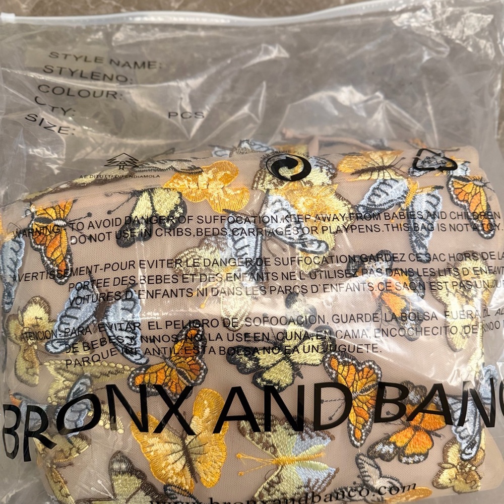 Bronxandbanco Strapless Butterfly Appliqué Bustier Top - Orange, Blue, Cream - Picture 15 of 15